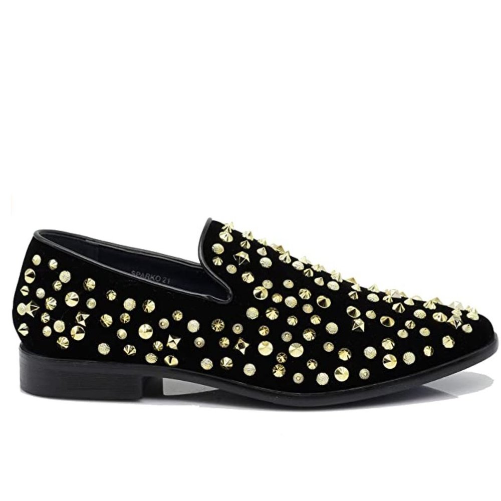 Men's Vintage Spike Dress Loafers Slip On Fashion Shoes Classic Tuxedo Dress Sho